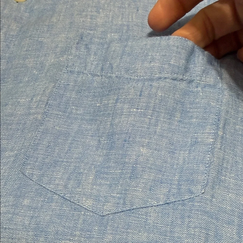 Baird McNutt Murano Men’s Long Sleeve Blue 100% Linen Button-Down Shirt, Size Lg - Picture 3 of 9